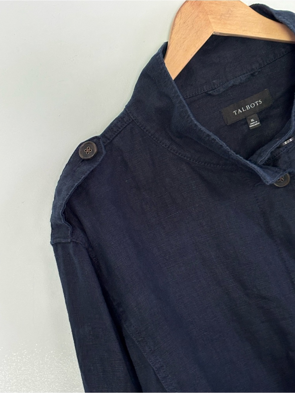 Talbots Women’s Navy Blue 100% Linen Button Front Utility Field Jacket XL - Picture 13 of 16